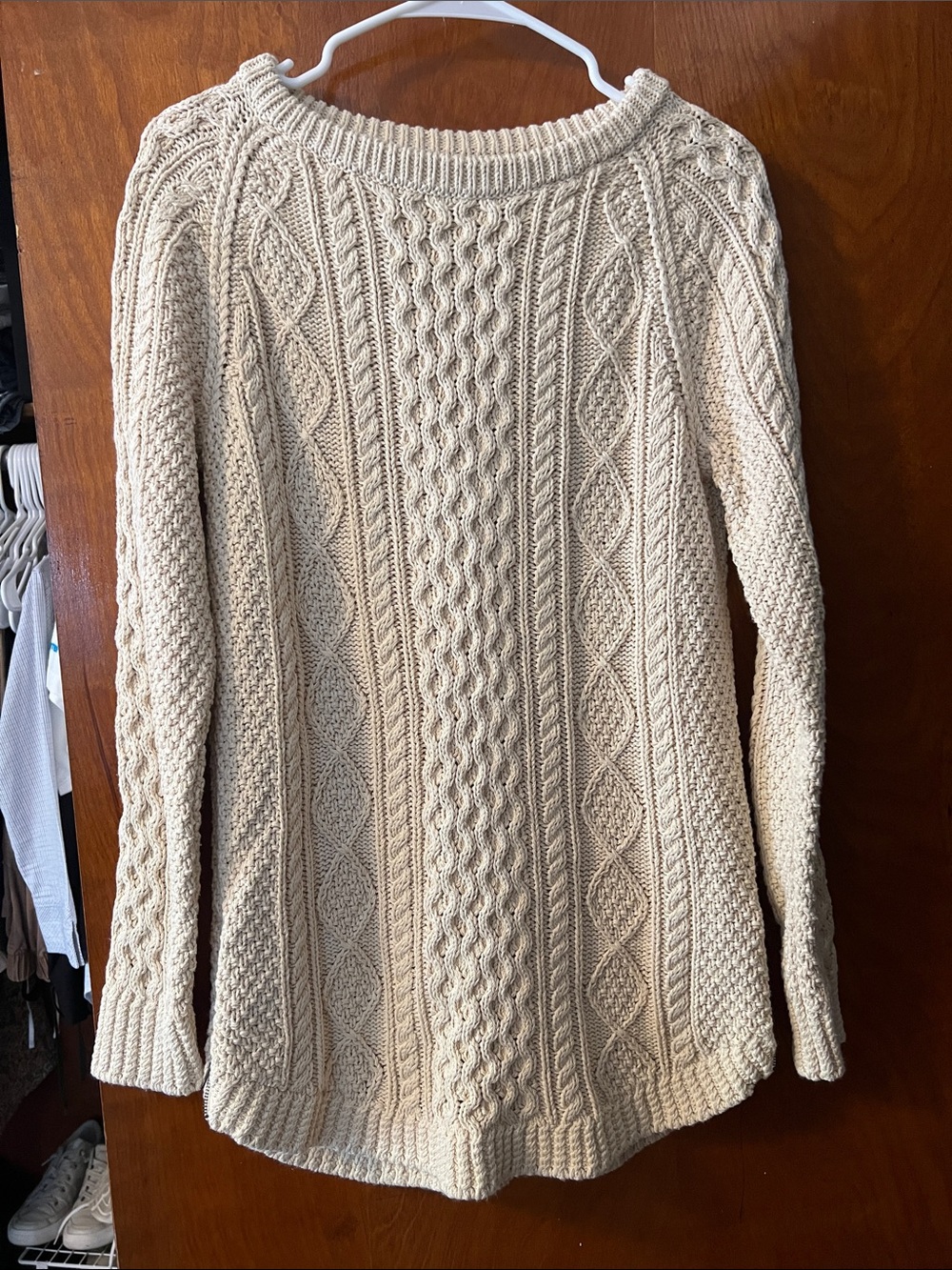 Signature Ivory Cable Knit Scoopneck Sweater